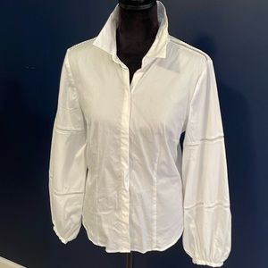 White Blouse with Lace Inserts
